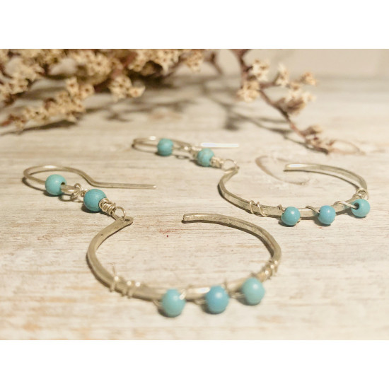 OPEN HOOPS TURQUOISE EARRINGS 