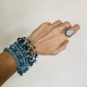 Leather Bracelet Natural Blue Agate Stone Full