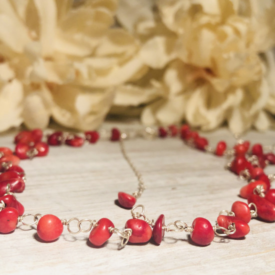 RED CORAL STONES NECKLACE