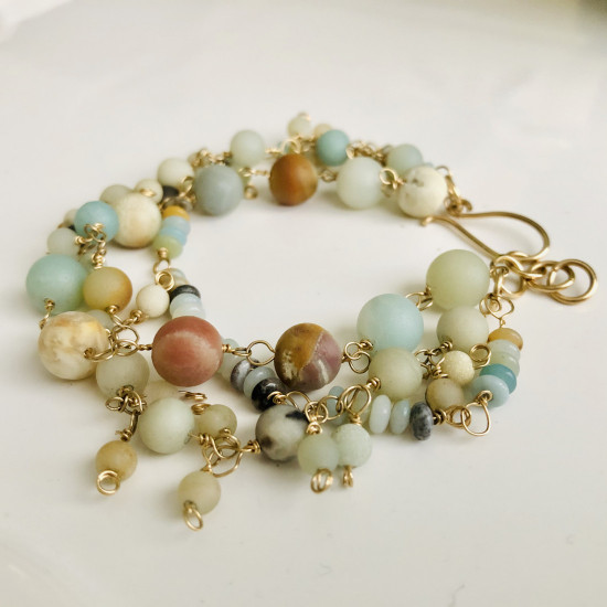 BRACELET GOLD FILL AND AMAZINITE GEMSTONES