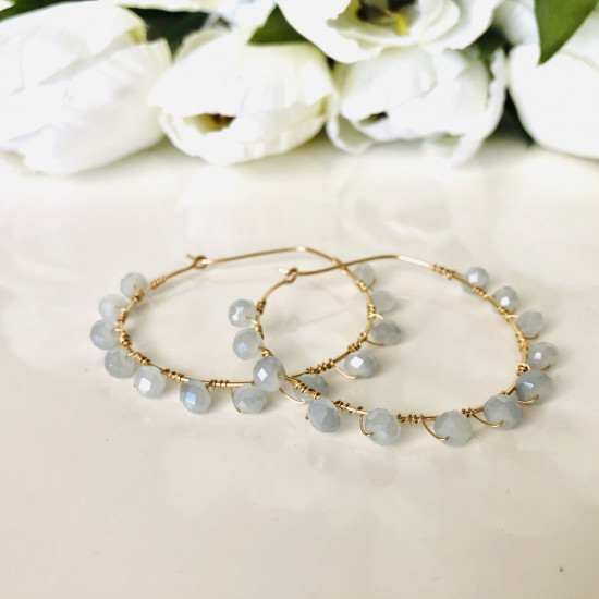 WRAPPED HOOP CRYSTAL EARRINGS