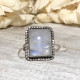  NATURAL RAINBOW MOONSTONE SQUARE OPEN RING