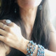 Leather Bracelet Natural Blue Agate Stone Full