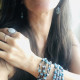 Leather Bracelet Natural Blue Agate Stone