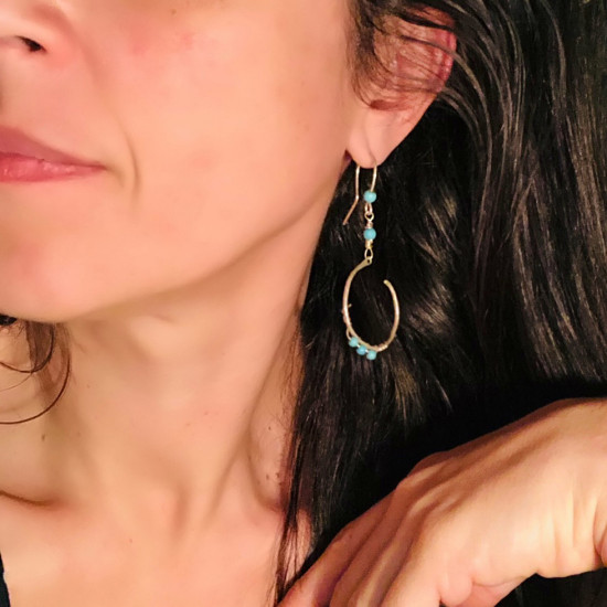 OPEN HOOPS TURQUOISE EARRINGS 