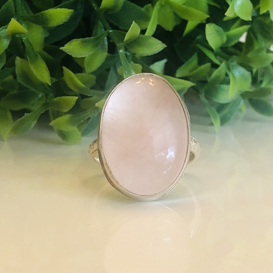  NATURAL ROSE QUARTZ PATTERN RING