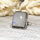  NATURAL RAINBOW MOONSTONE SQUARE OPEN RING