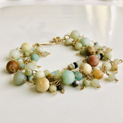 BRACELET GOLD FILL AND AMAZINITE GEMSTONES BRACELET GOLD FILL AND AMAZINITE GEMSTONES