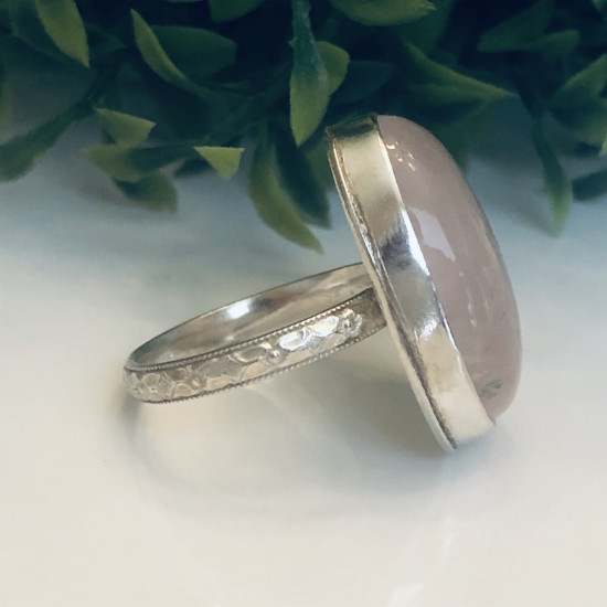 NATURAL ROSE QUARTZ PATTERN RING NATURAL ROSE QUARTZ PATTERN RING