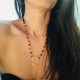 CROSS IN A RED CORAL STONES NECKLACE