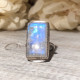  NATURAL RAINBOW MOONSTONE RETANGULAR RING