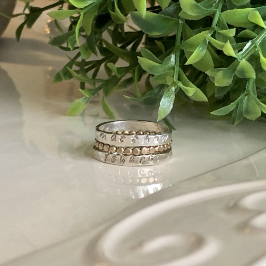 PERSONALIZED TRIO RINGS GOLD AND SILVER 