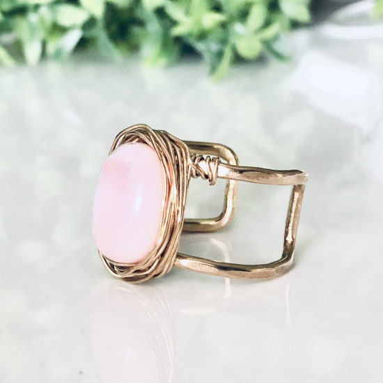 ORGANIC MORGANITE DROP STONE RING