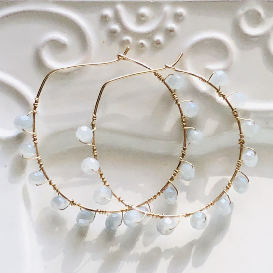 WRAPPED HOOP CRYSTAL EARRINGS