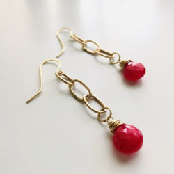 HOT PINK CHALCEDONY EARRINGS HOT PINK CHALCEDONY EARRINGS