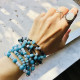 Leather Bracelet Natural Blue Agate Stone Full