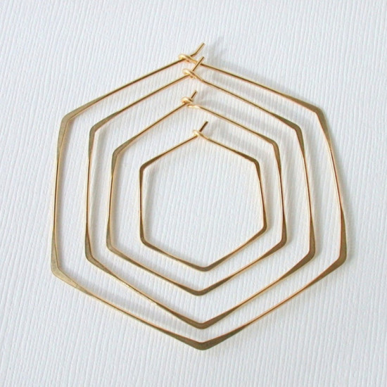 HEXAGON HOOPS EARRINGS