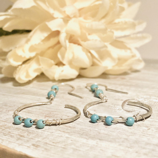 OPEN HOOPS TURQUOISE EARRINGS 