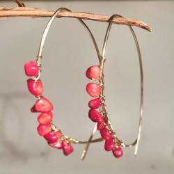 RED CORAL STONES WRAPPED EARRING RED CORAL STONES WRAPPED EARRING