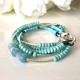 Leather Wrap Bracelet Natural Blue Stone Leather Wrap Bracelet Natural Blue Stone