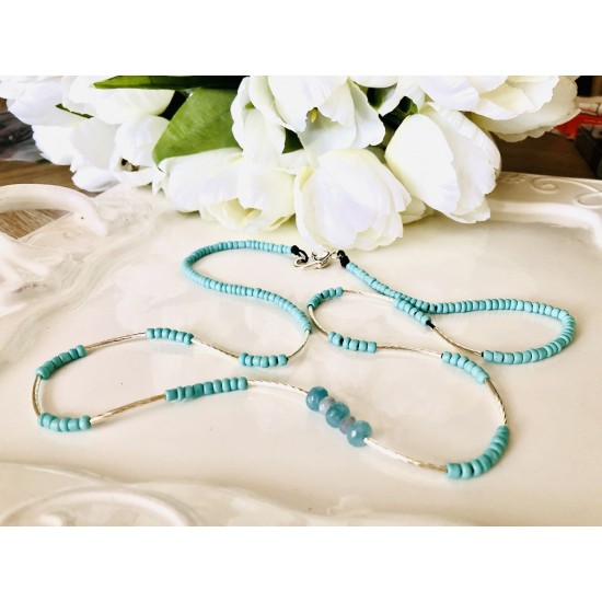 Leather Wrap Bracelet Natural Blue Stone Leather Wrap Bracelet Natural Blue Stone