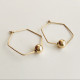 FLOATING BALL HEXAGON HOOP HAMMERED EARRINGS FLOATING BALL HEXAGON HOOP HAMMERED EARRINGS