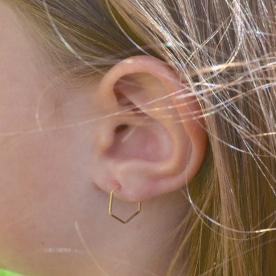 HEXAGON HOOPS BACKLESS EARRINGS FOR KIDS HEXAGON HOOPS BACKLESS EARRINGS FOR KIDS