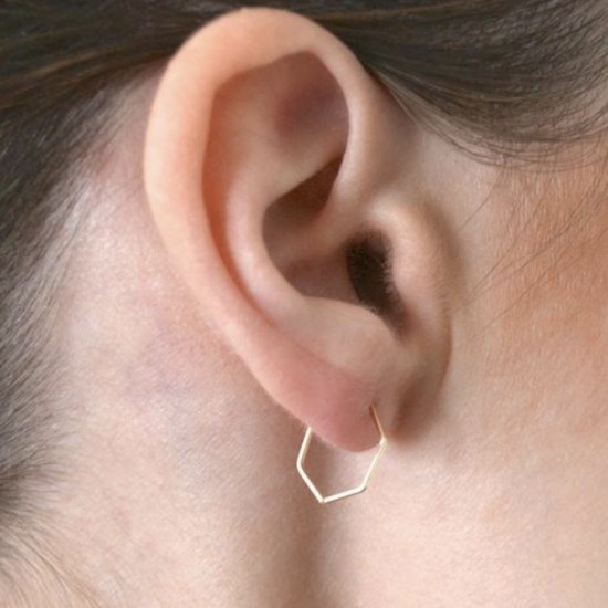 HEXAGON HOOPS BACKLESS EARRINGS FOR KIDS HEXAGON HOOPS BACKLESS EARRINGS FOR KIDS