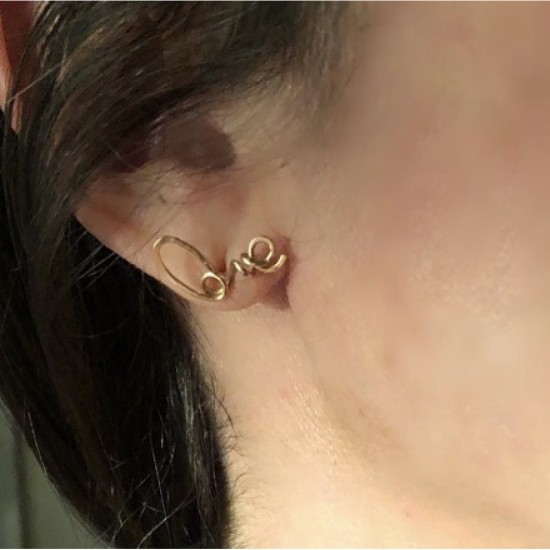 LOVE SCRIPT STUD EARRINGS LOVE SCRIPT STUD EARRINGS