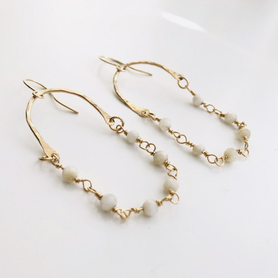 MOTHER OF PEARLS CHAIN EARRINGS