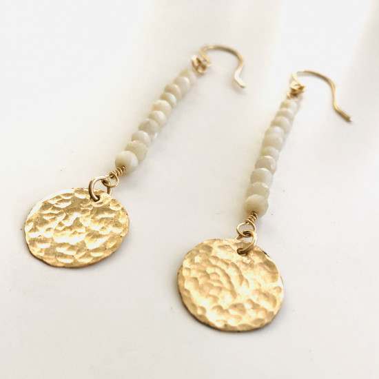 MOTHER OF PEARLS COIN DROP EARRINGS