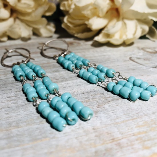 TURQUOISE FRINGE SWING EARRINGS TURQUOISE FRINGE SWING EARRINGS