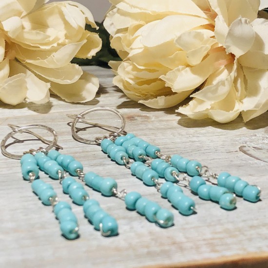 TURQUOISE FRINGE SWING EARRINGS TURQUOISE FRINGE SWING EARRINGS