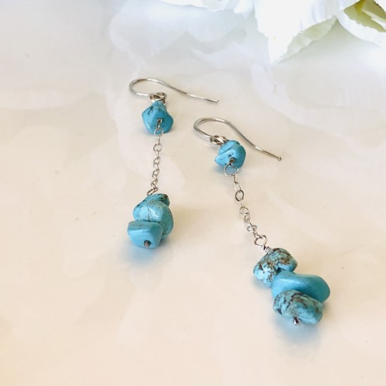 TURQUOISE GEM DROP EARRINGS TURQUOISE GEM DROP EARRINGS
