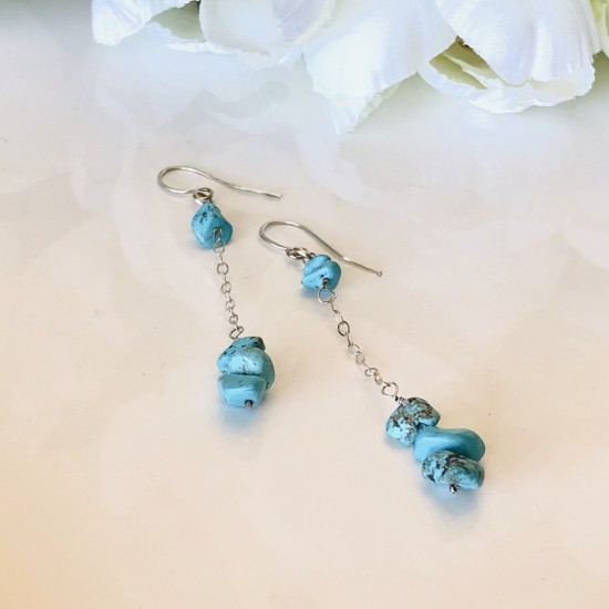 TURQUOISE GEM DROP EARRINGS TURQUOISE GEM DROP EARRINGS