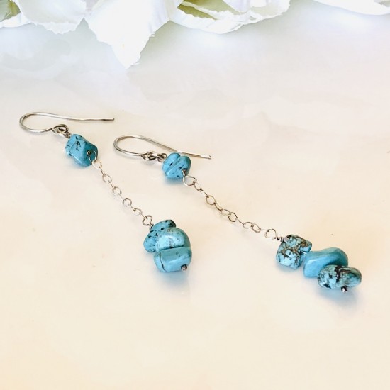 TURQUOISE GEM DROP EARRINGS TURQUOISE GEM DROP EARRINGS