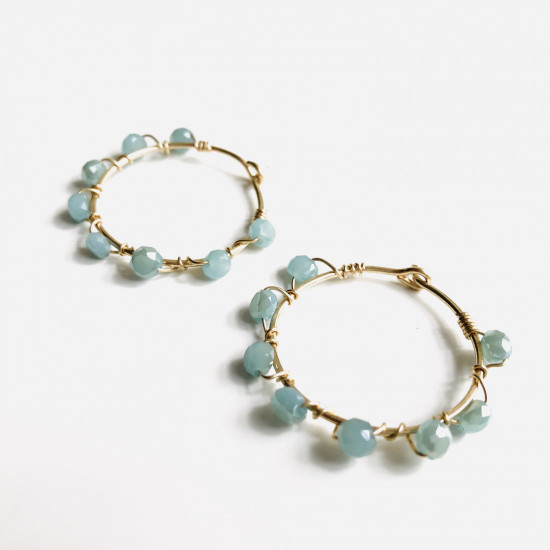 WRAPPED HOOP AQUAMARINE CRYSTAL EARRINGS