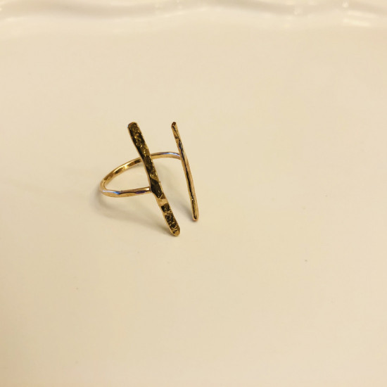 DOUBLE BAR ORGANIC RING GOLD FILLED