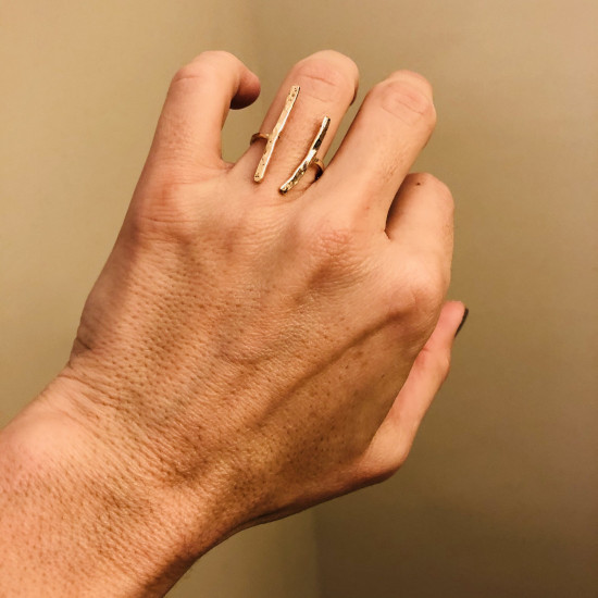 DOUBLE BAR ORGANIC RING GOLD FILLED