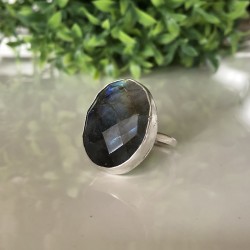 NATURAL LABRADORITE FACETED RING NATURAL LABRADORITE FACETED RING