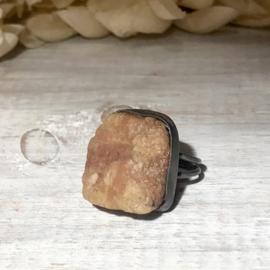 NATURAL RAW SUNSTONE GEMSTONE RING NATURAL RAW SUNSTONE GEMSTONE RING