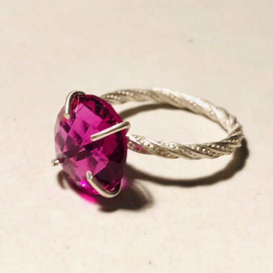 NATURAL RHODOLITE PINK QUARTZ RING