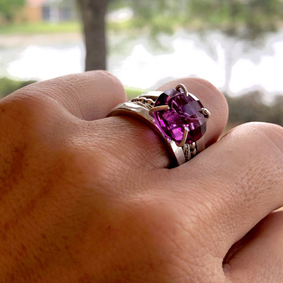 NATURAL RHODOLITE PINK QUARTZ RING