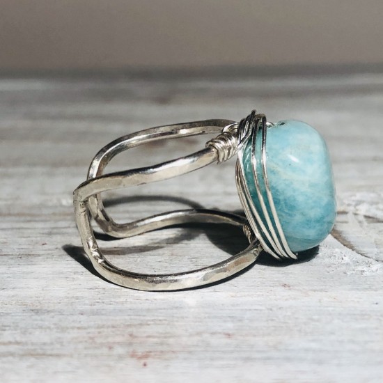 RING NATURAL AMAZONITE WRAPPED RING NATURAL AMAZONITE WRAPPED