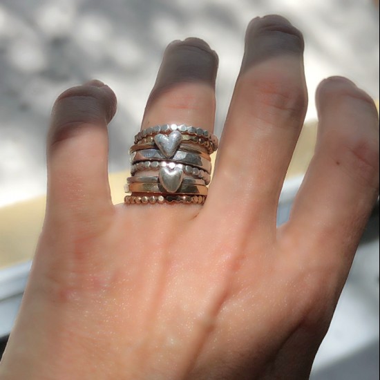 SCULPTED ORGANIC HEART STACKING RING