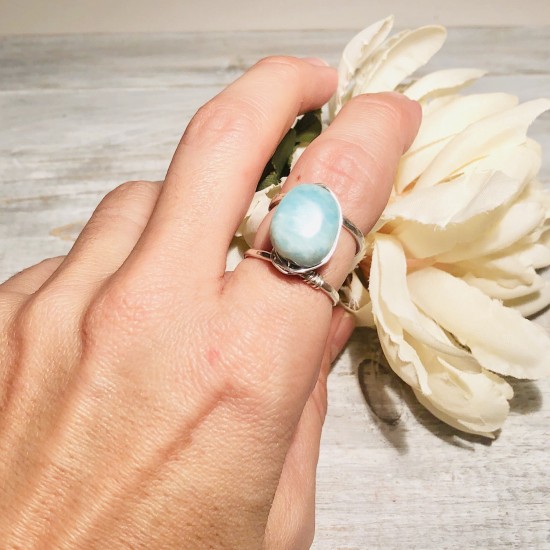 ORGANIC MORGANITE DROP STONE RING ORGANIC MORGANITE DROP STONE RING