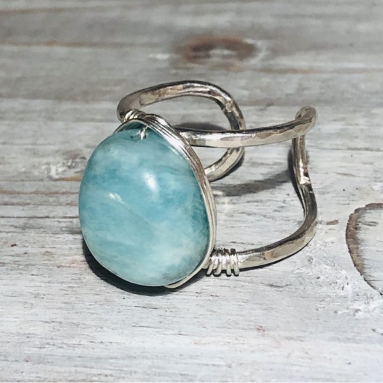 RING NATURAL AMAZONITE WRAPPED RING NATURAL AMAZONITE WRAPPED