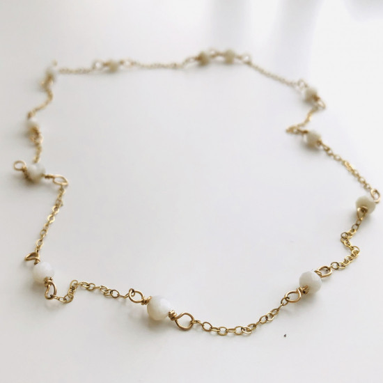 MOTHER OF PEARLS CHAIN CHOCKER NECKLACE