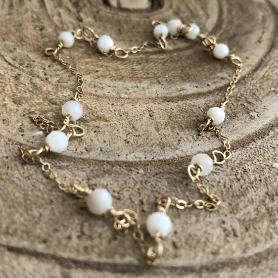 MOTHER OF PEARLS CHAIN CHOCKER NECKLACE