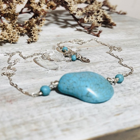 NECKLACE TURQUOISE HOWLITE STONE NECKLACE TURQUOISE HOWLITE STONE